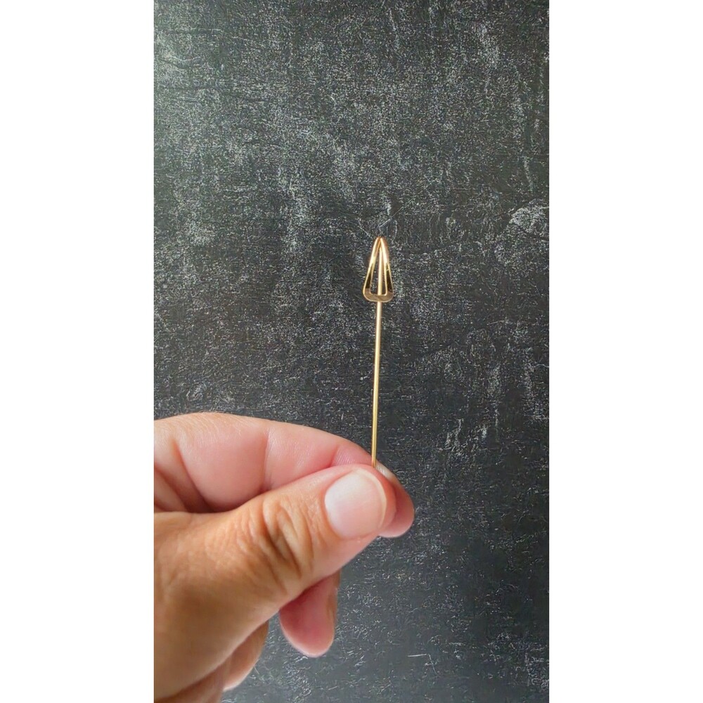 Triangular Shaped Gold Tone Metal Stick Pin Vintage Costume Jewelry